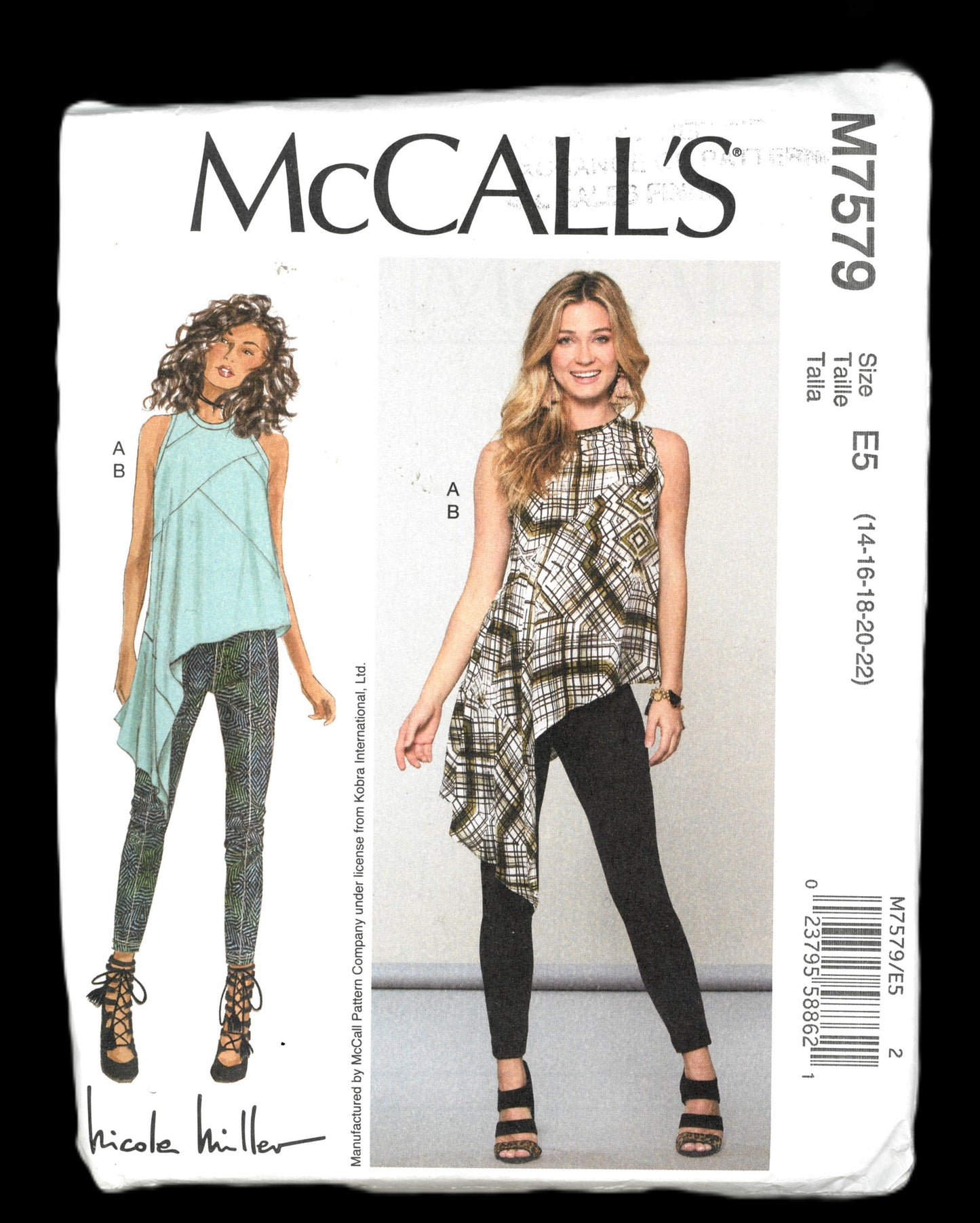 McCalls 7579 Nicole Miller Misses Top and Pants Sewing Pattern - UNCUT - Size 14 16 18 20 22