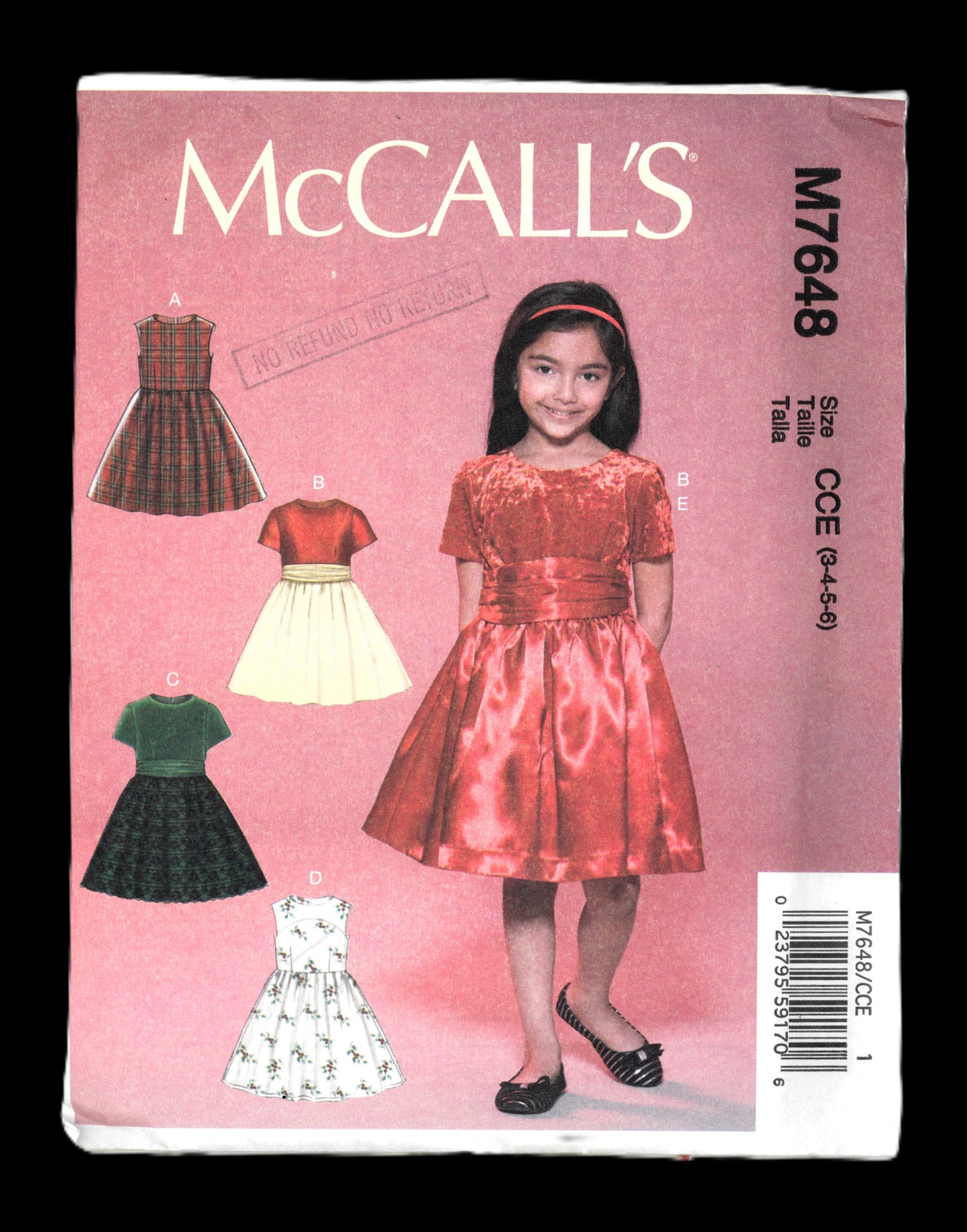 McCalls 7648 Girls Dresses Sewing Pattern UNCUT Size 3 4 5 6