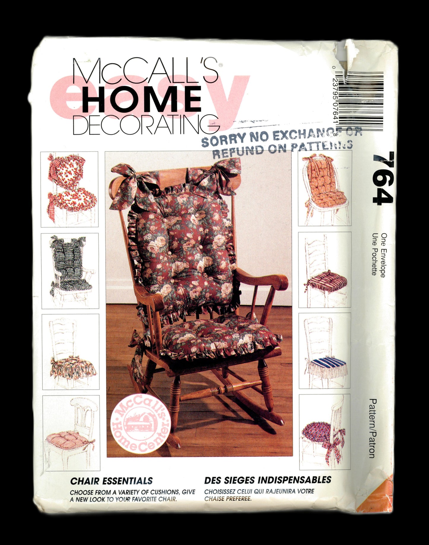 McCalls 764 Chair Cushions Sewing Pattern - UNCUT
