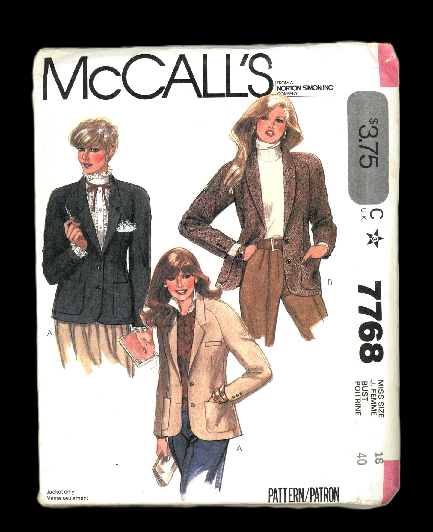 McCalls 7768 Misses Jackets Sewing Pattern - UNCUT - Size 18