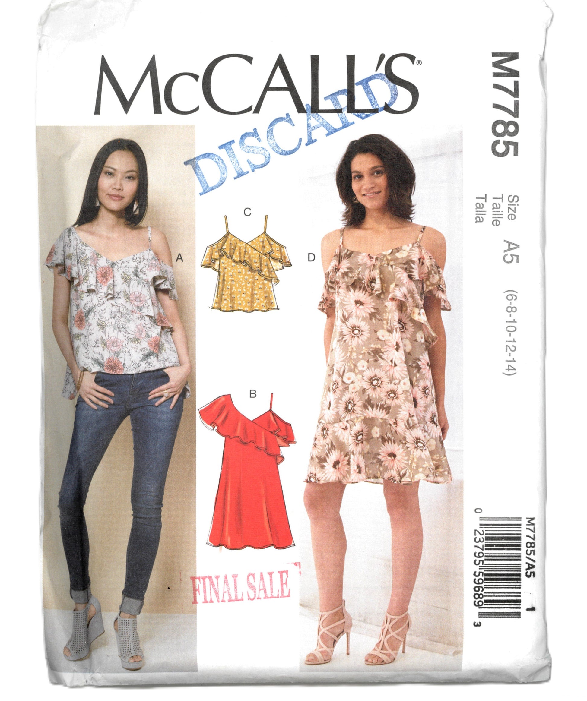 McCalls 7785 Misses Tops and Dresses Sewing Pattern - UNCUT - Size 6 8 10 12 14