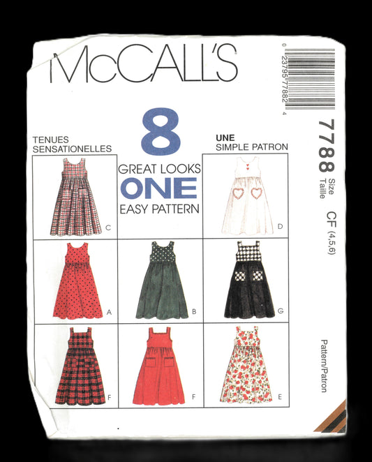 McCalls 7788 Girls Jumper Sewing Pattern UNCUT Size 4 5 6