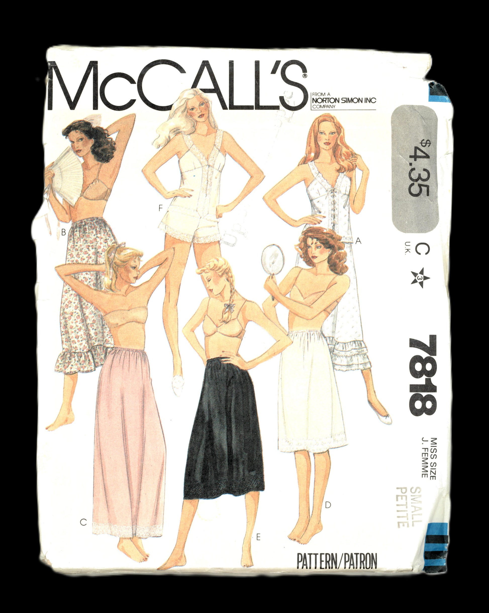 McCalls 7818 Misses Petticoats and Half Slips Camisole and Panties Sewing Pattern - UNCUT  - Size Small