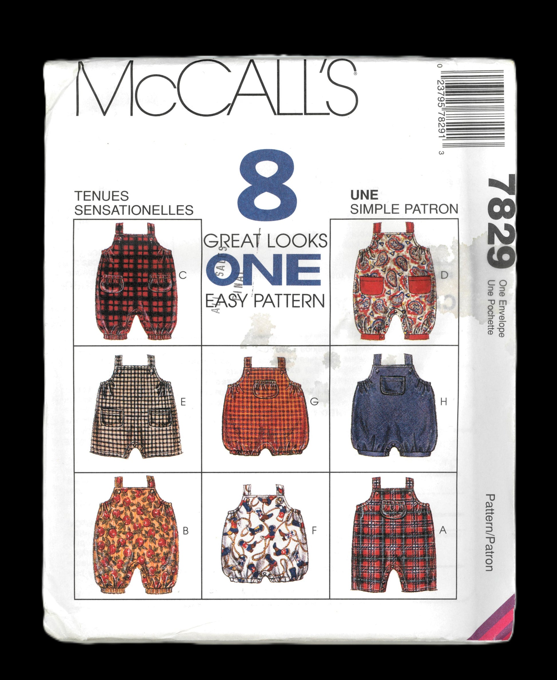 McCalls 7829 Jumpsuit and Romper with Snap Crotch Sewing Pattern - UNCUT - Size S M L XL
