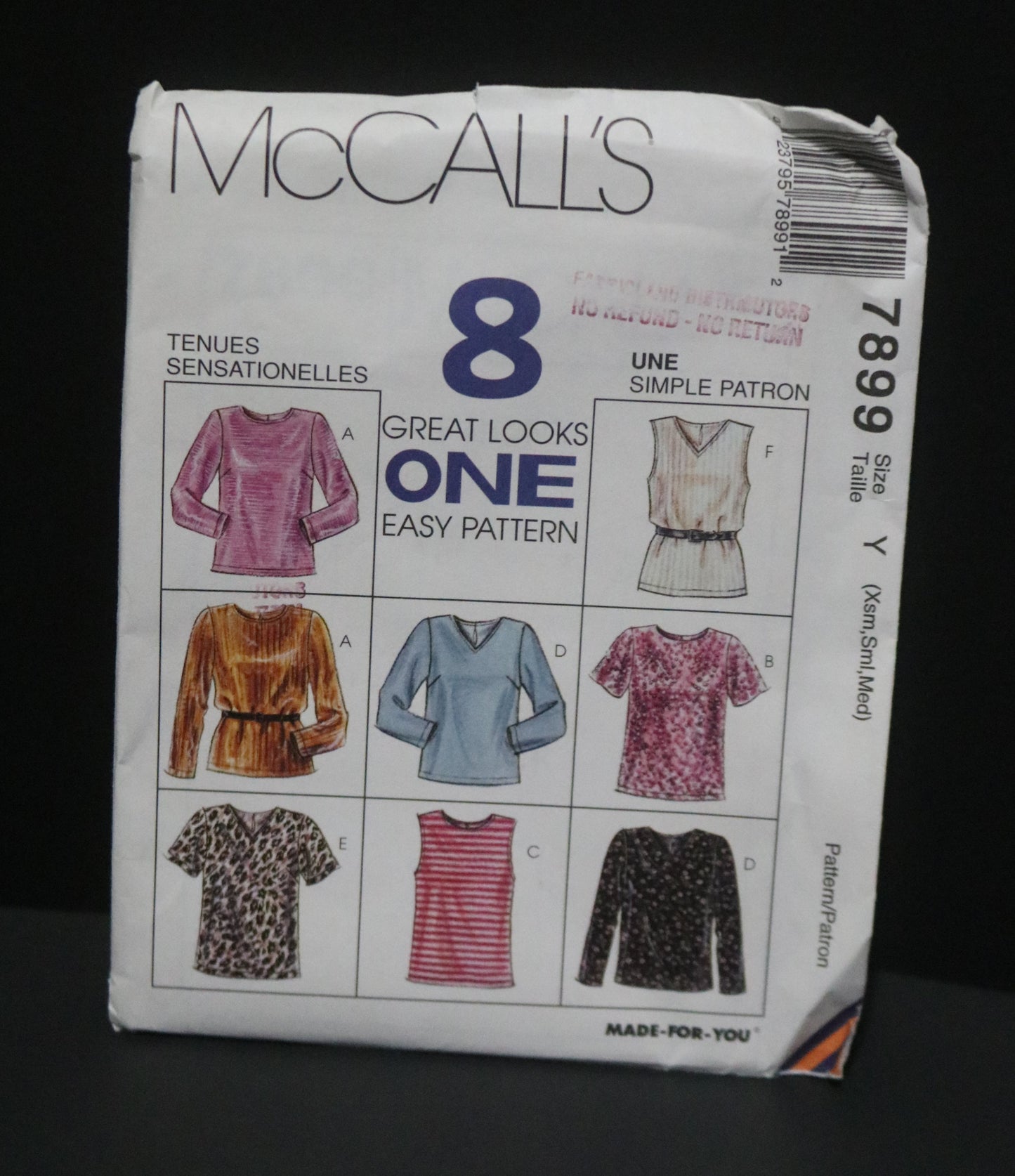 McCalls 7899 Misses Tops Sewing Pattern
