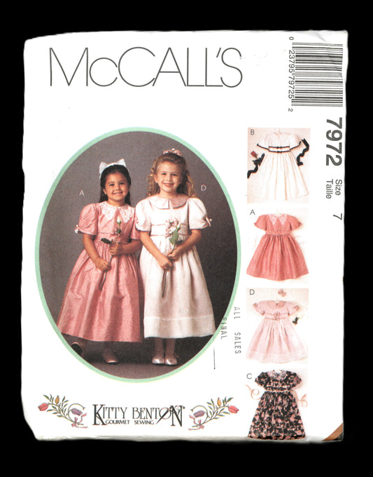 McCalls 7972 Kitty Benton Girls Dress Sewing Pattern UNCUT Size 7
