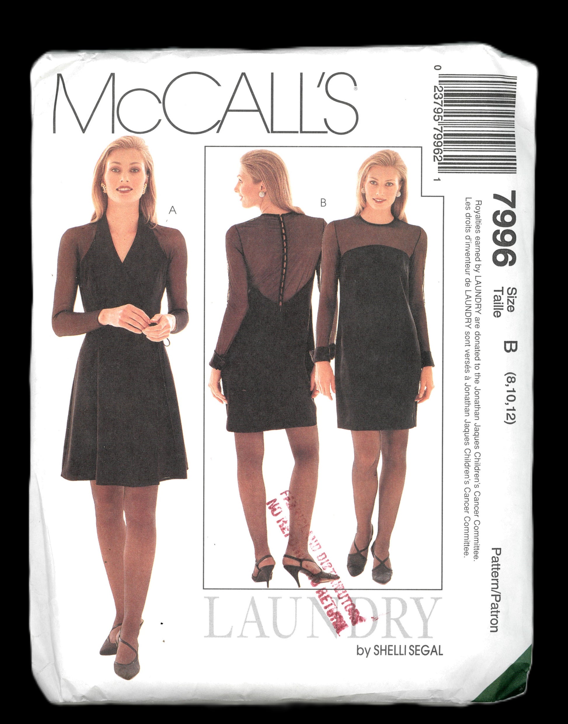 McCalls 7996 LAUNDRY Misses Lined Dresses Sewing Pattern - UNCUT - Size 8 10 12