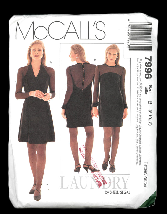McCalls 7996 LAUNDRY Misses Lined Dresses Sewing Pattern - UNCUT - Size 8 10 12