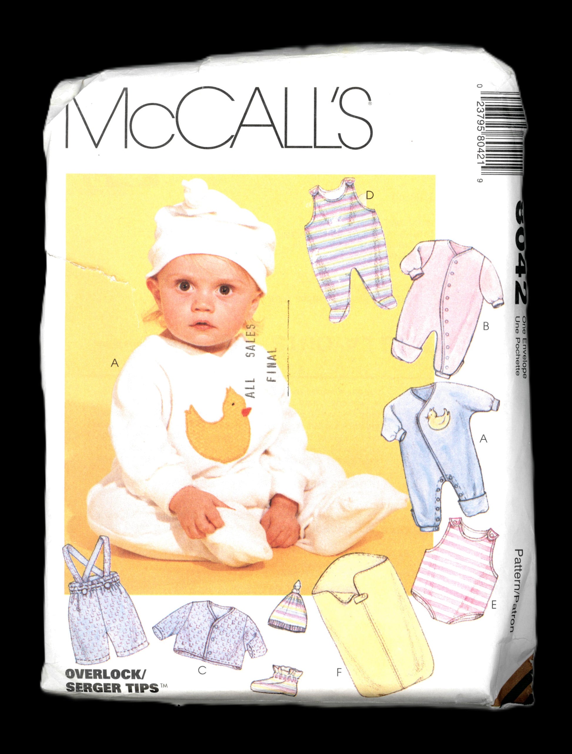 McCalls 8042 Infants and Preemie Layette Sewing Pattern - UNCUT - Size Pr NB S M L
