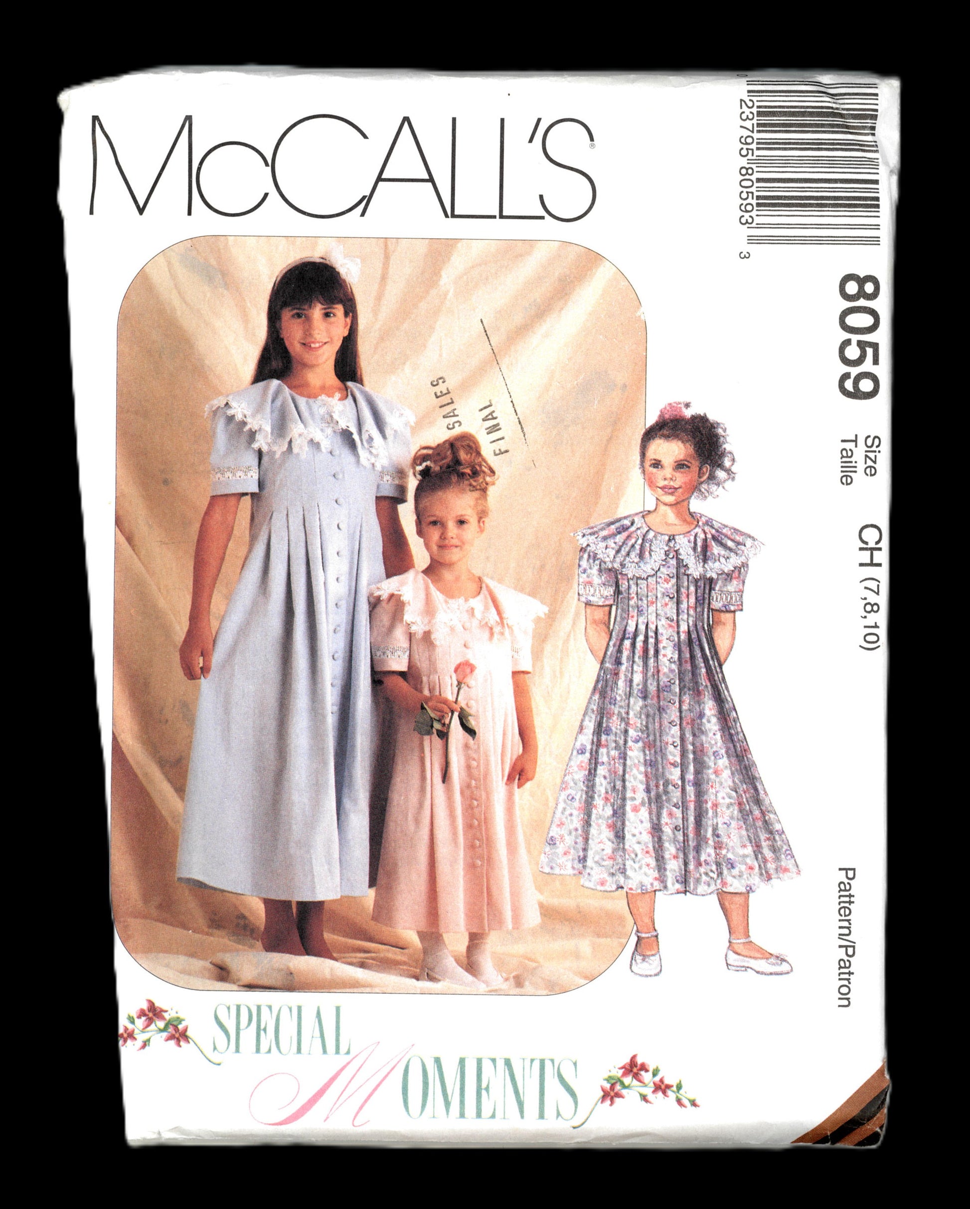 McCalls 8059 Children's Girls Dress Sewing Pattern UNCUT Size 7 8 10