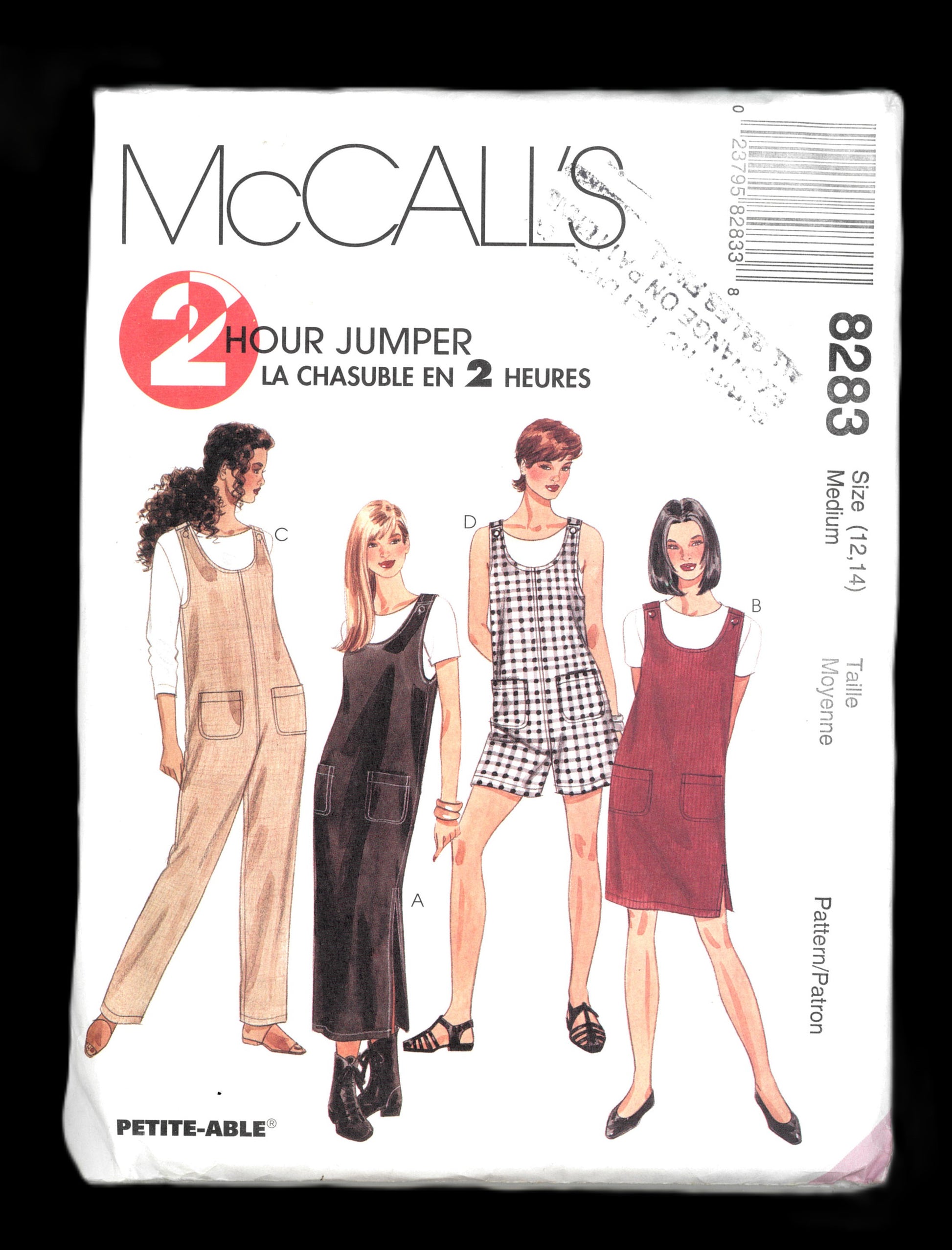 McCalls 8283 Misses Jumper in Two Lengths, Jumpsuit and Romper Sewing Pattern - UNCUT Size Medium (12,14)