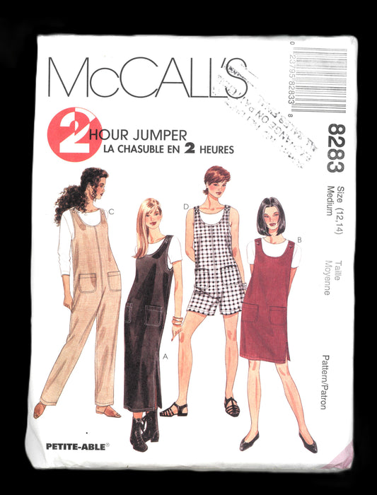 McCalls 8283 Misses Jumper in Two Lengths, Jumpsuit and Romper Sewing Pattern - UNCUT Size Medium (12,14)