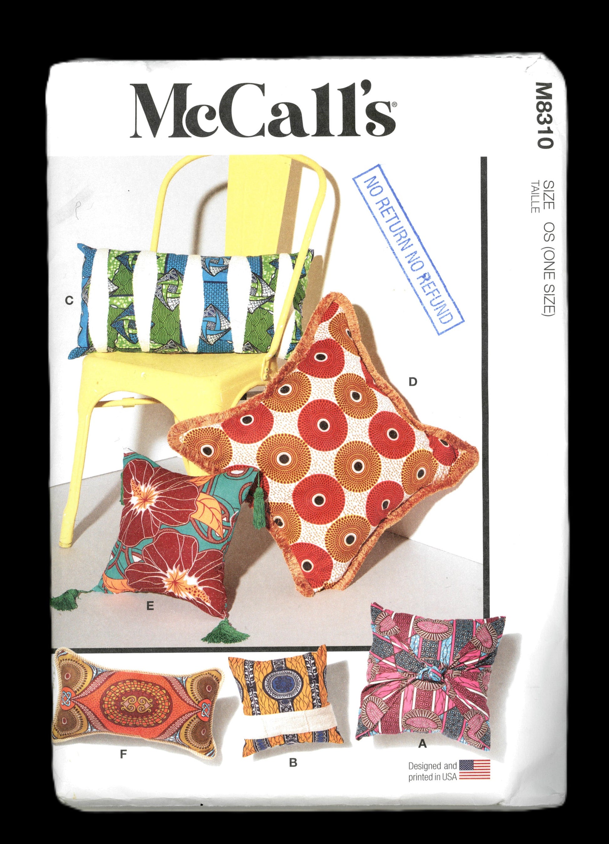 McCalls 8310 Pillows Sewing Pattern - UNCUT