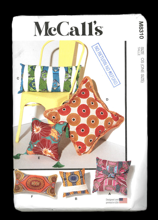 McCalls 8310 Pillows Sewing Pattern - UNCUT