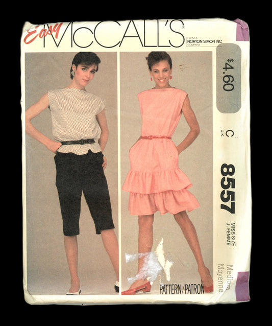80s McCalls 8557 Misses Top Skirt and Pants Sewing Pattern UNCUT Size Medium