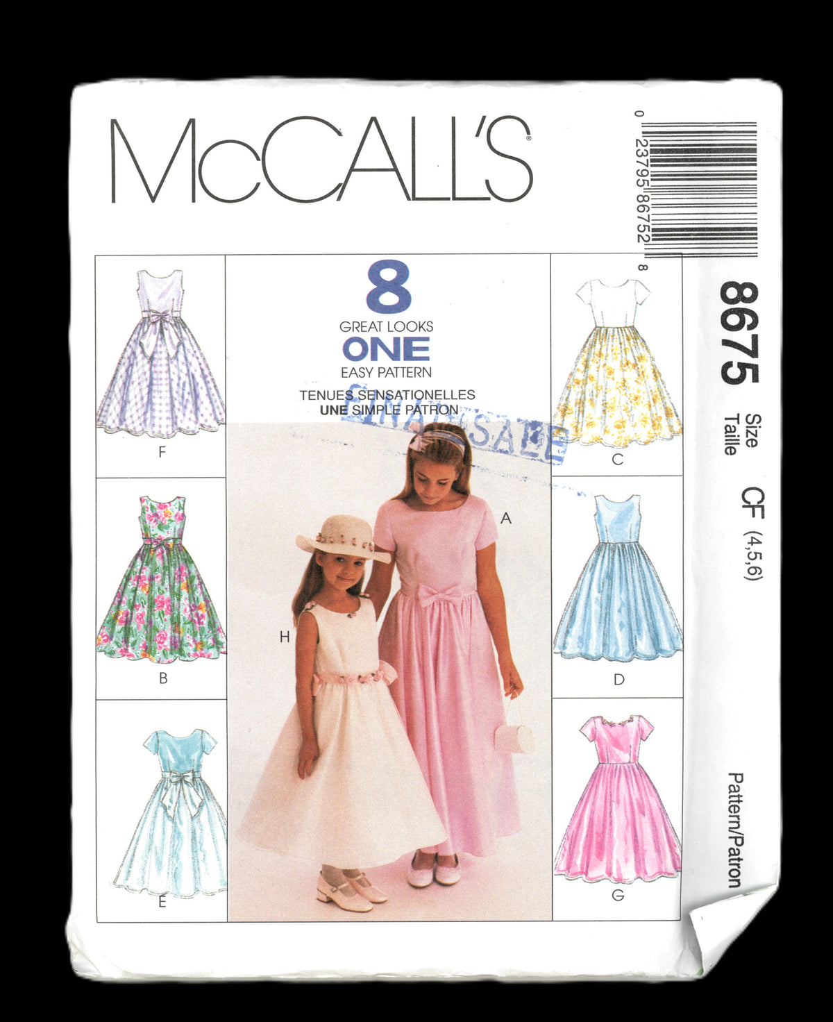 McCalls 8675 Children's Girls Dress Sewing Pattern UNCUT Size 4 5 6