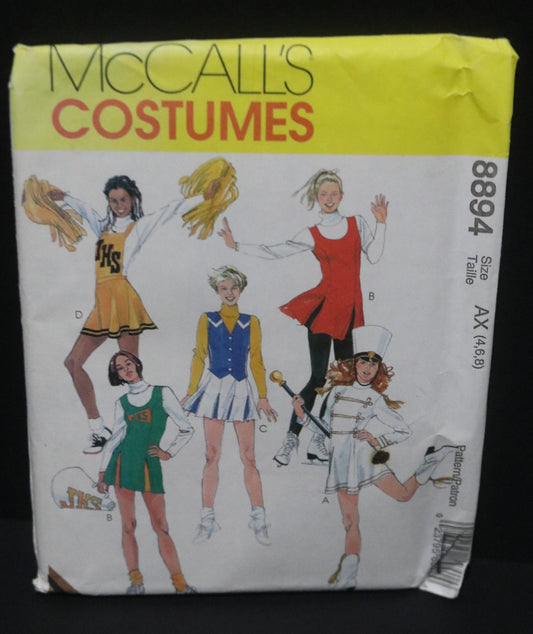 McCalls 8894 Misses Cheerleader and Majorette Costumes Sewing Pattern - UNCUT - Size 4 6 8