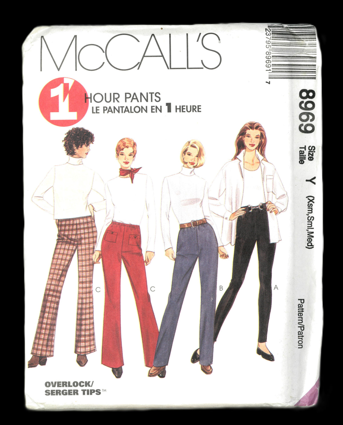 McCalls 8969 Misses 1 hour Pull on Pants or Leggings Sewing Pattern UNCUT Size Xsm, Sml, Med or Size Lrg, Xlg