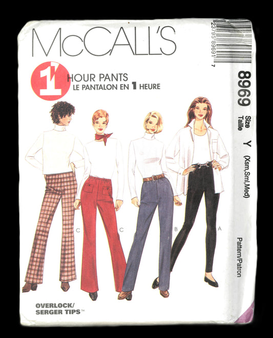 McCalls 8969 Misses 1 hour Pull on Pants or Leggings Sewing Pattern UNCUT Size Xsm, Sml, Med or Size Lrg, Xlg