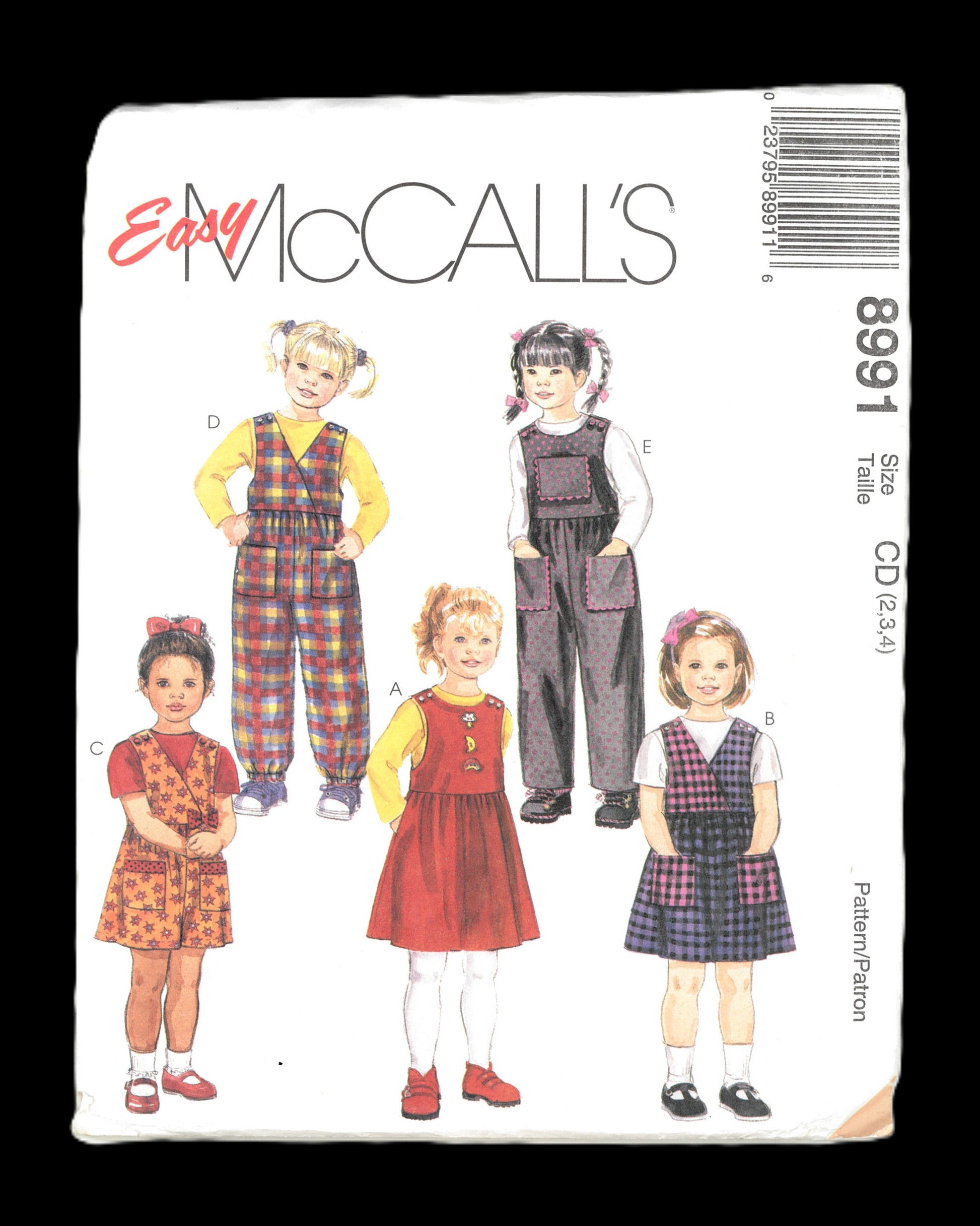 McCalls 8991 Childrens and Girls Jumper and Jumpsuit in Two Lengths Sewing Pattern - UNCUT - Size 2 3 4