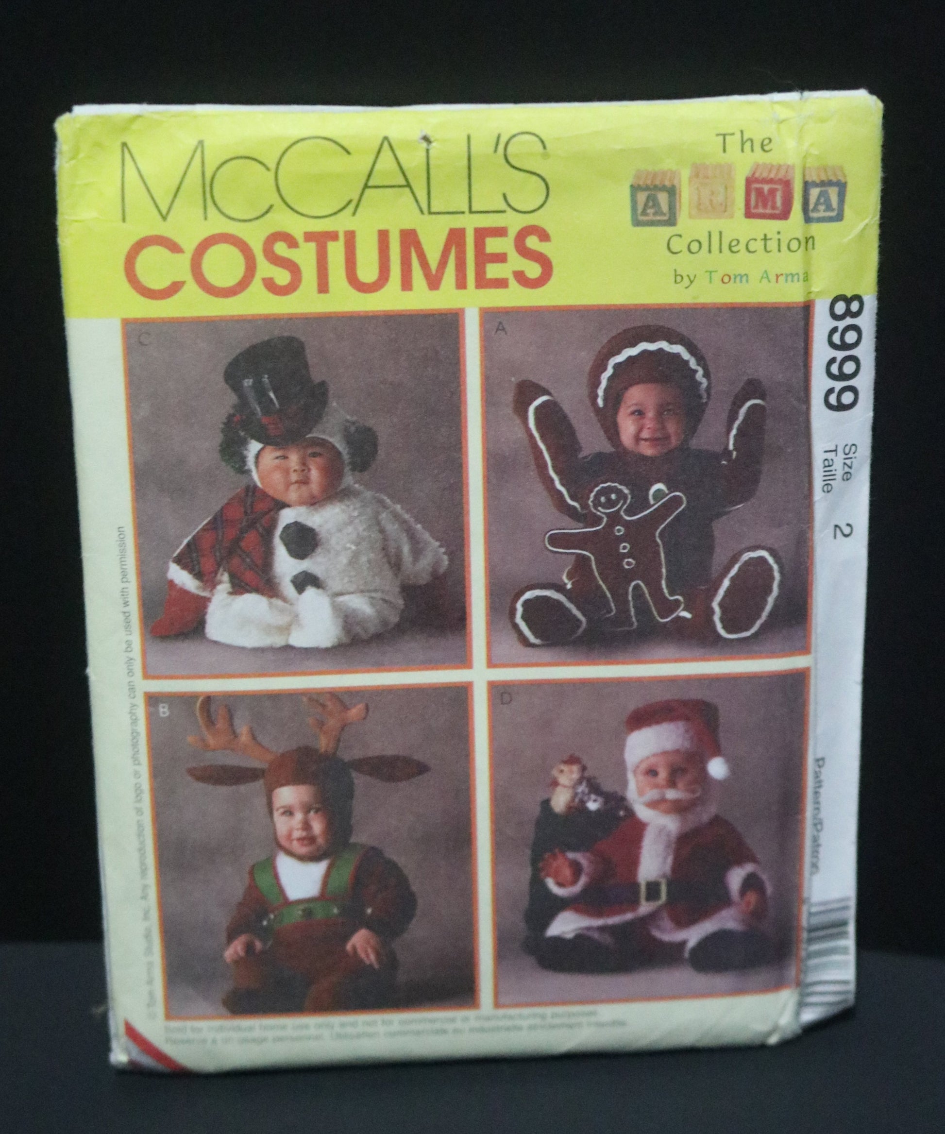 McCalls 8999 Toddlers Christmas Costumes Sewing Pattern - UNCUT  Size 2