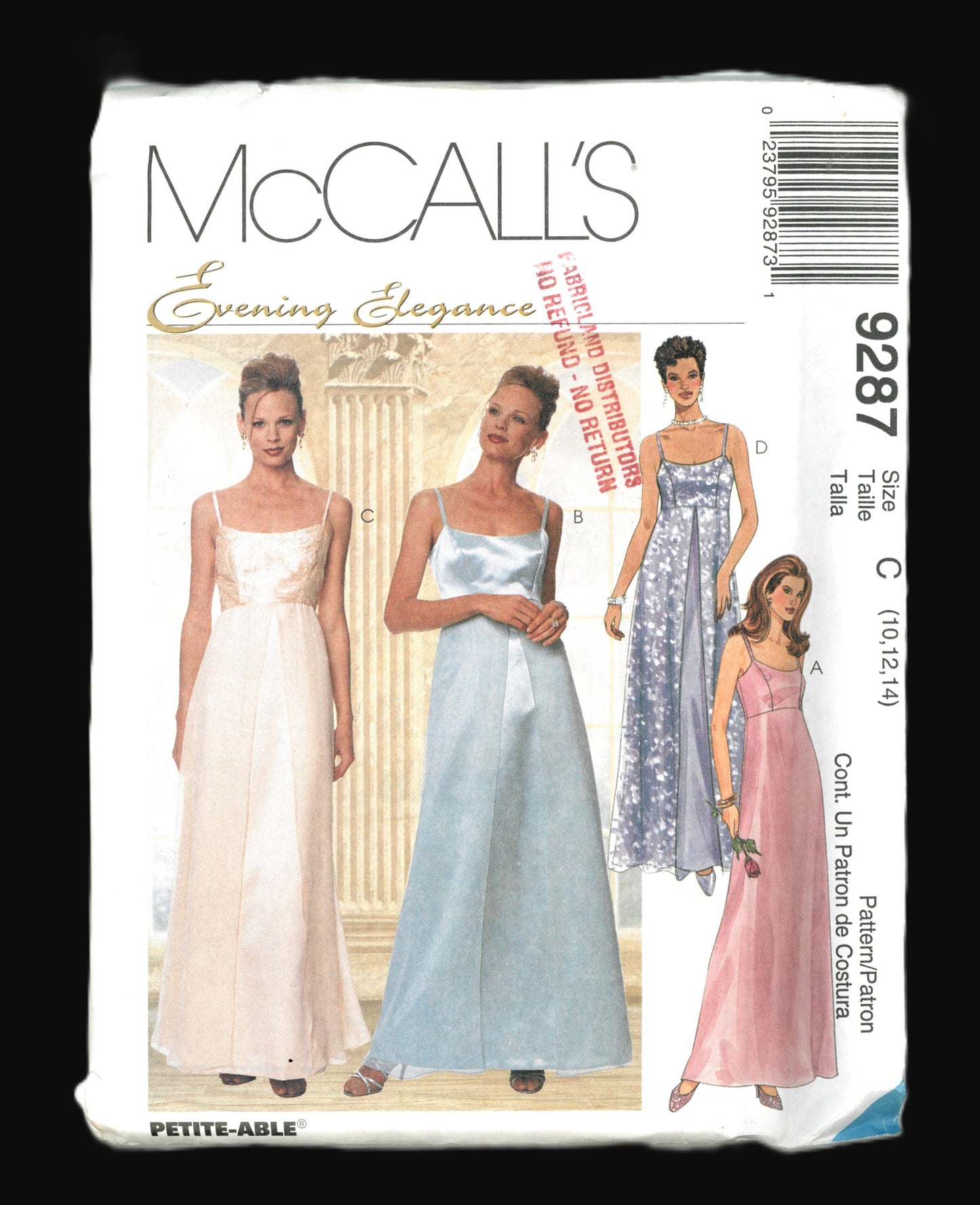 McCalls 9287 Evening Elegance Misses Dress and Scarf Sewing Pattern - UNCUT - Size 10 12 14