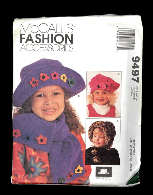 McCalls 9467 Childrens, Boys and Girls Winter Hats Sewing Pattern - UNCUT - Hat Size 21" thru 22"