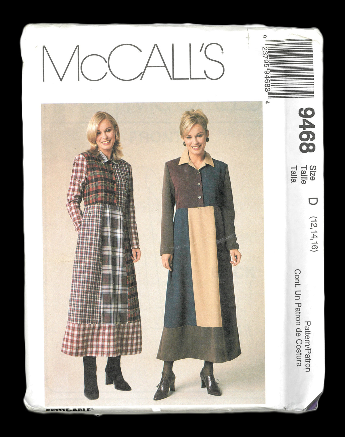 McCalls 9468 Misses Dress Sewing Pattern - UNCUT - Size 12 14 16 or Size 14 16 18