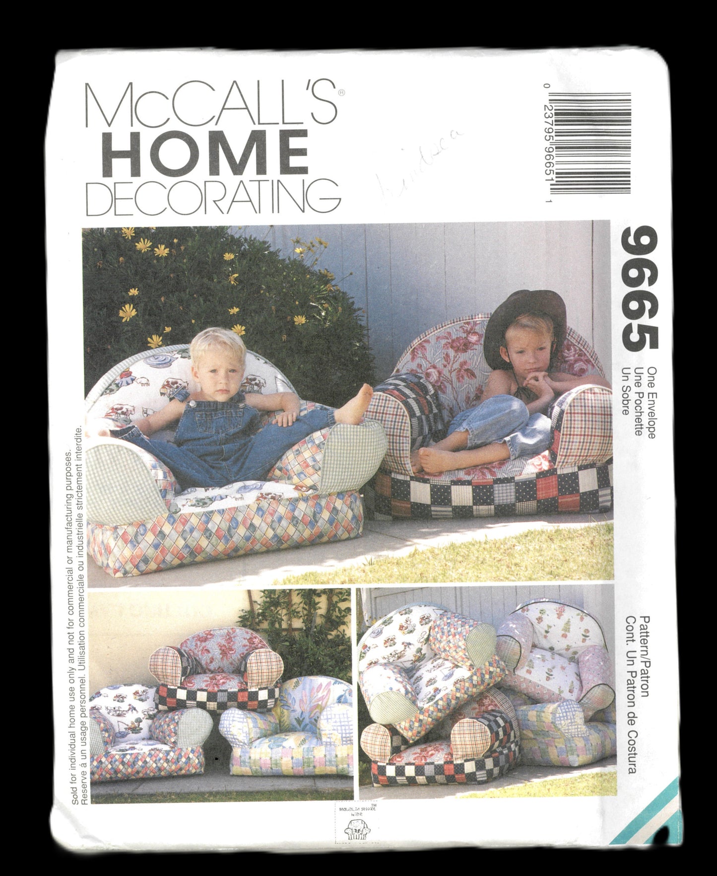 McCalls 9665 Kids Chairs Sewing Pattern - UNCUT
