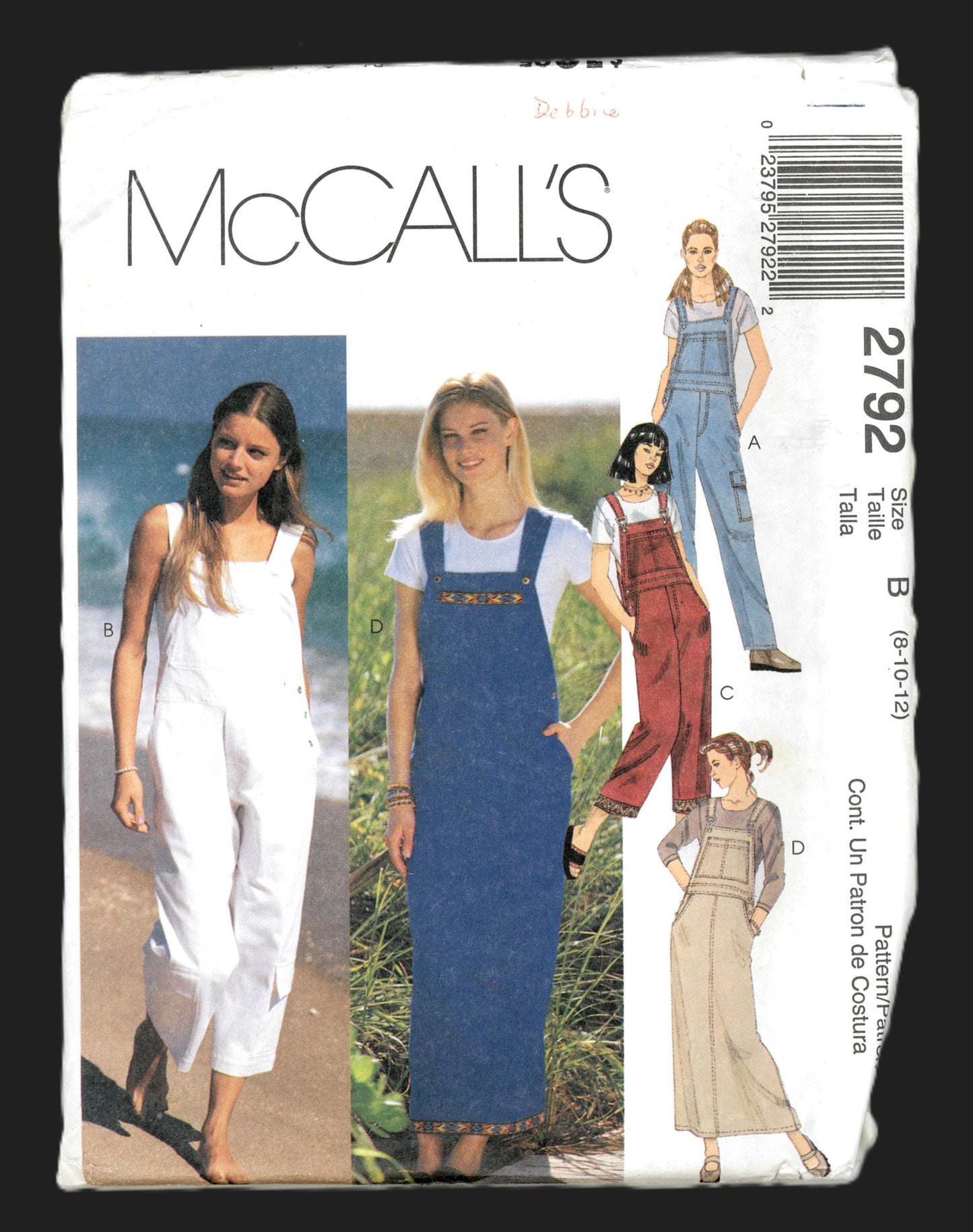 MCCalls 2792 Misses Jumper and Overalls in Two Lengths Sewing Pattern - UNCUT Size 8 10 12