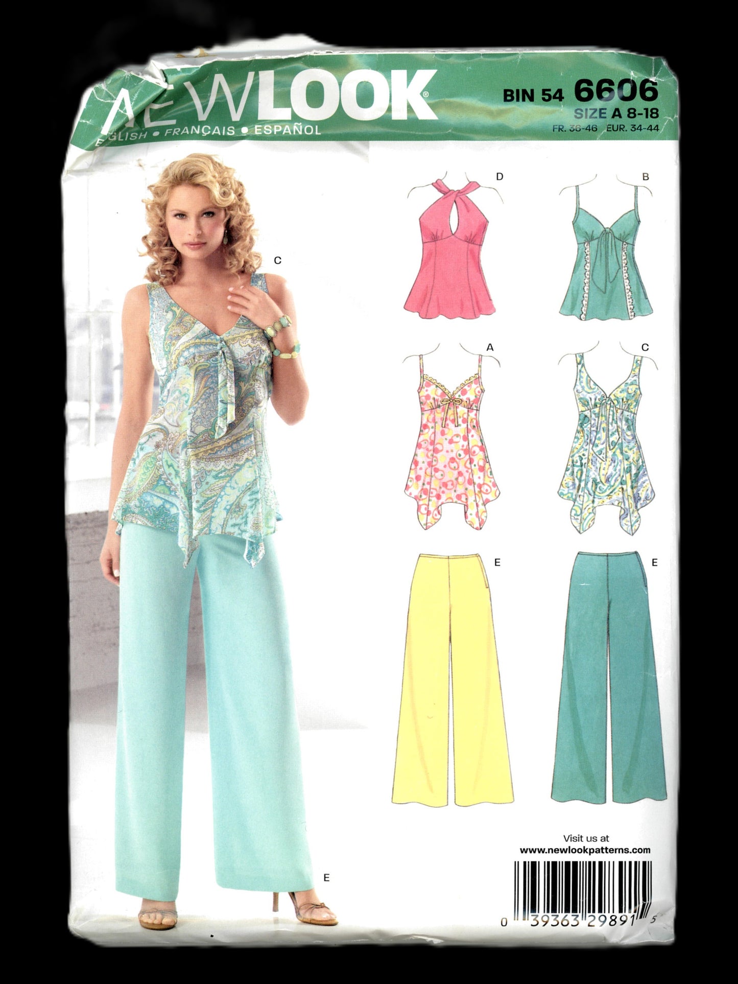 New Look 6606 Misses Top and Pants Sewing Pattern UNCUT - Size 8 - 18