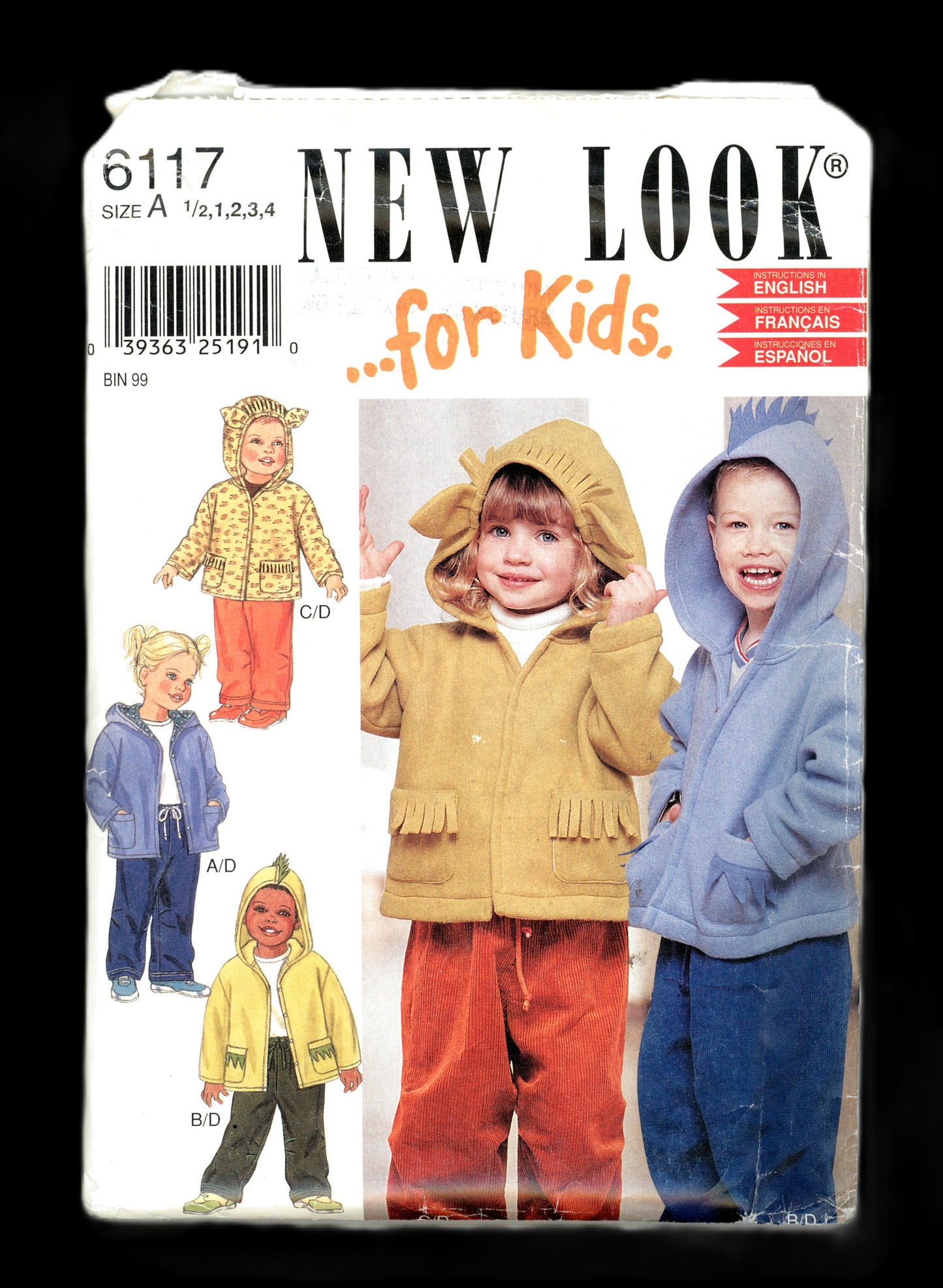 New Look 6117 Boys Girls Jacket Sewing Pattern UNCUT Size 1/2 1 2 3 4