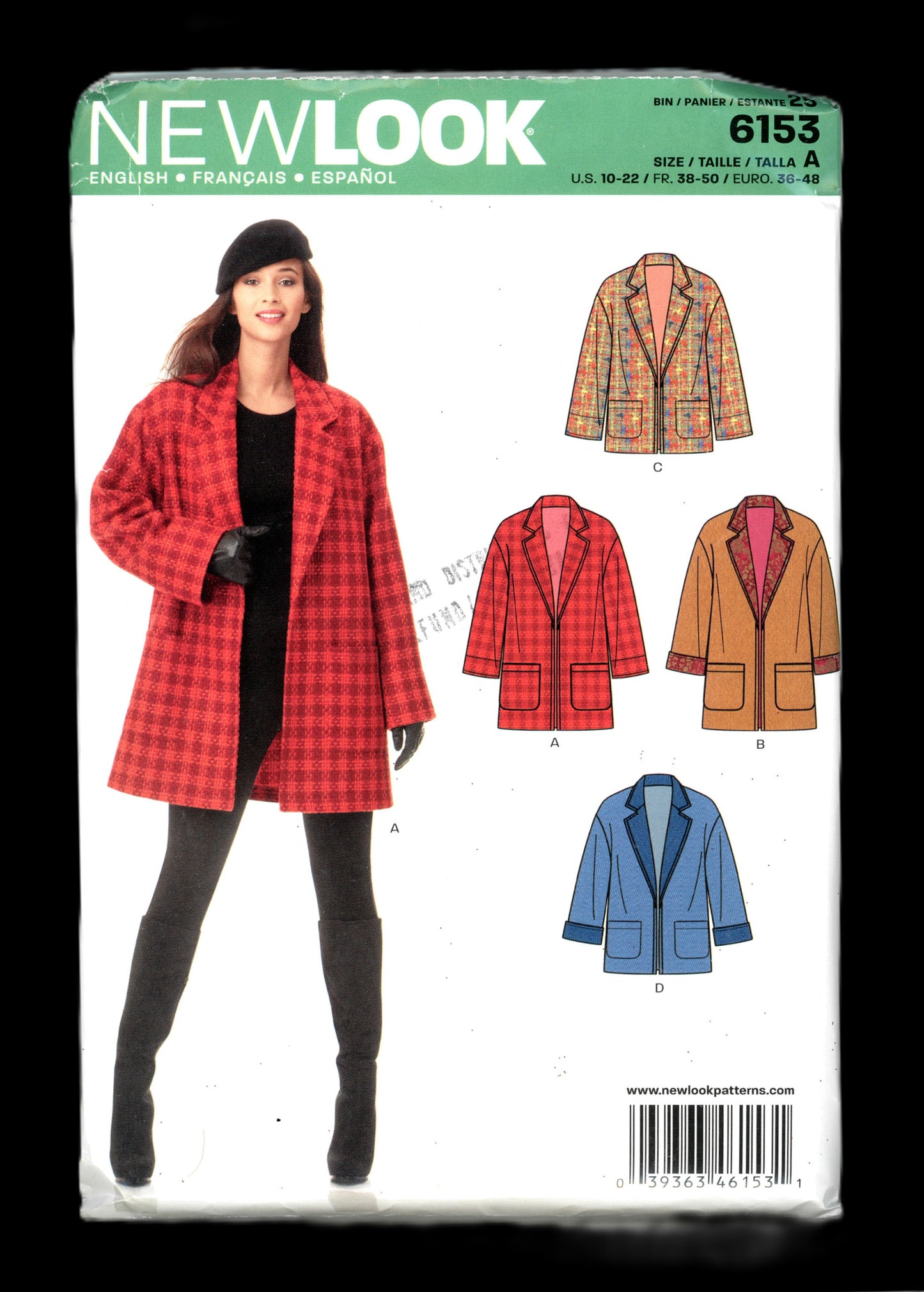 New look 6153 Misses Coat or Jacket Sewing Pattern - UNCUT - Size 10 - 22