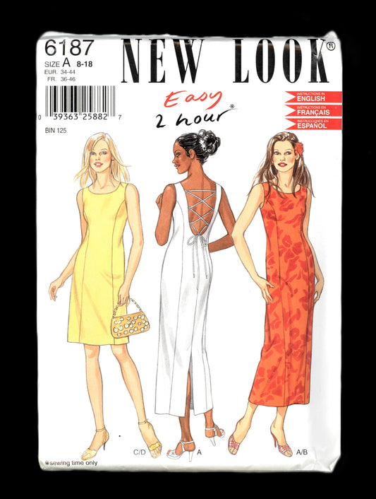 New Look 6187 Misses Dress Sewing Pattern - UNCUT - Size 8 - 18