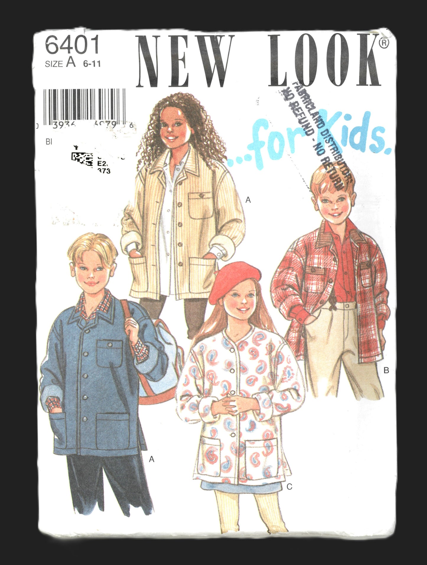 New Look 6401 Boys Girls Shirt Jacket Sewing Pattern UNCUT Size 6 - 11