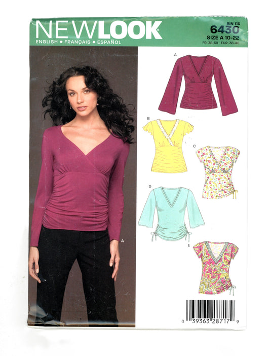 New Look 6430 Misses Knit Tops Sewing Pattern UNCUT - Size 10 - 22