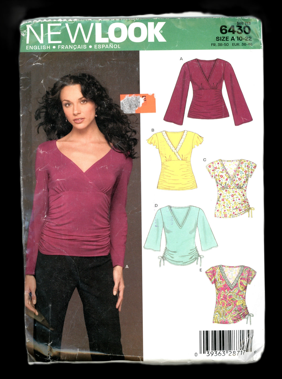 New Look 6430 Misses Knit Tops Sewing Pattern UNCUT - Size 10 - 22