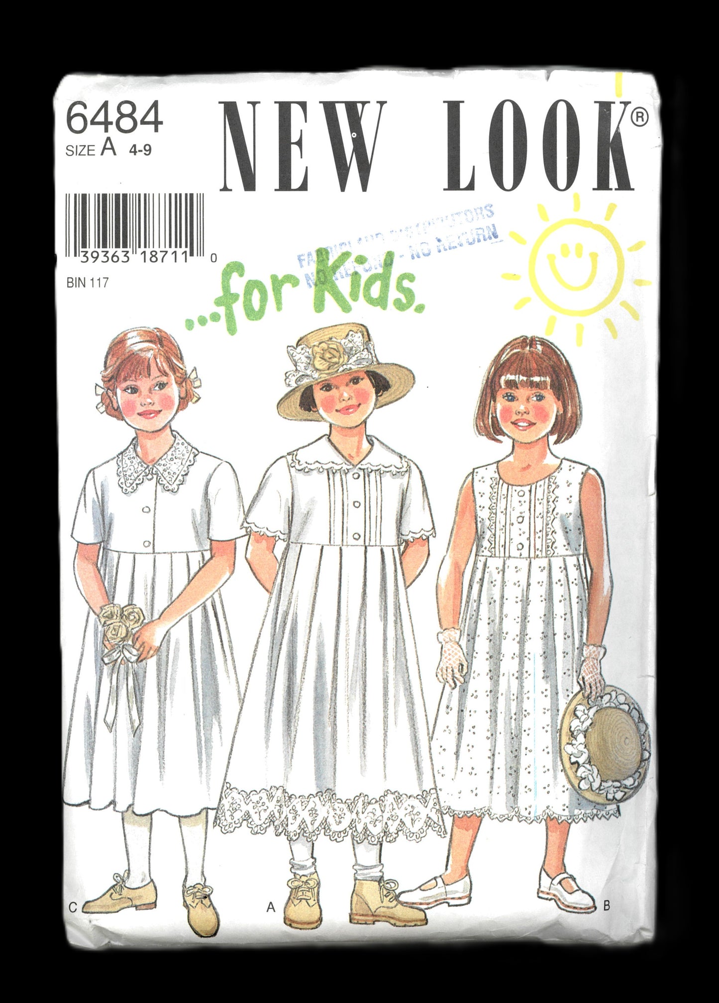 New look 6484 Girls Dress Sewing Pattern - UNCUT - Size 4 - 9