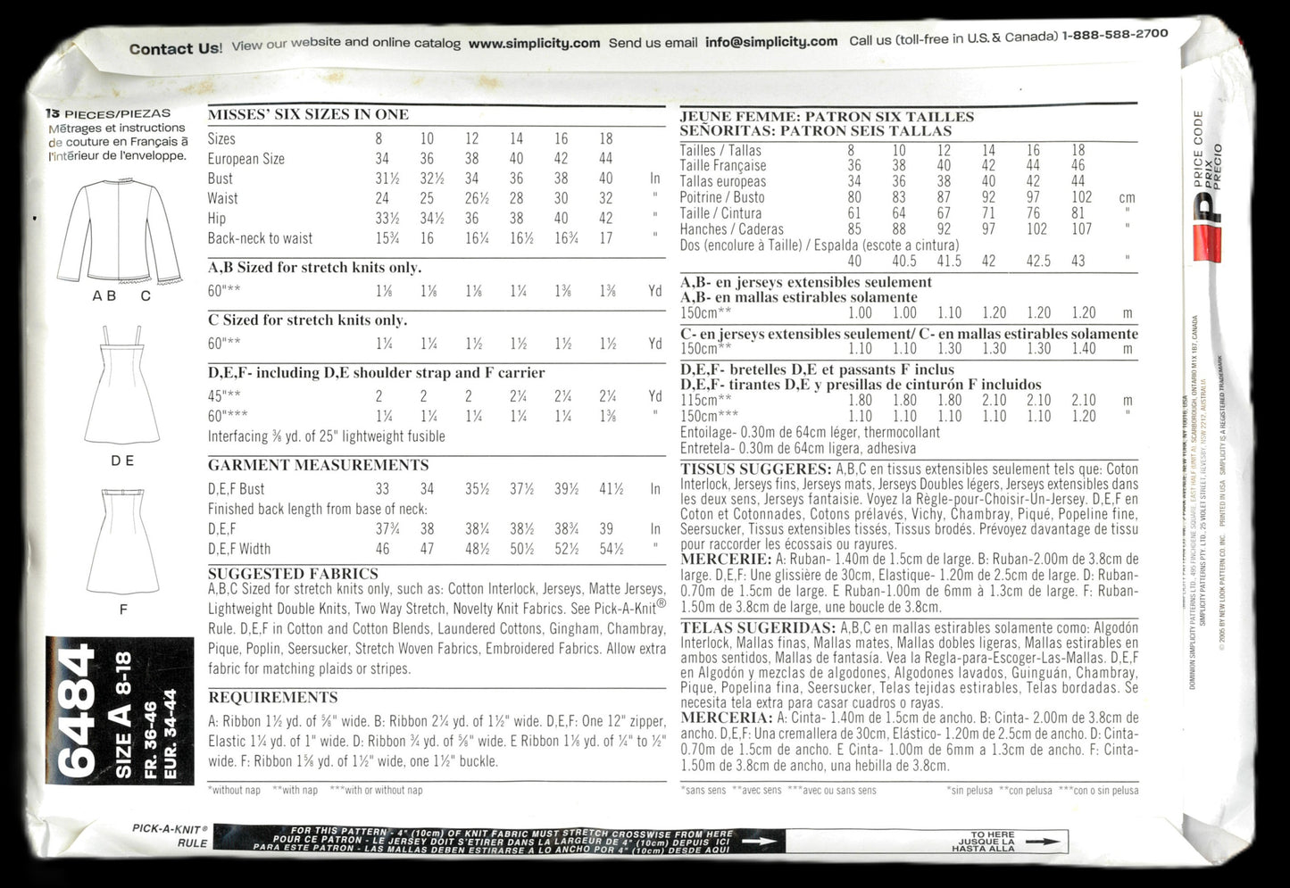 New look 6484 Misses Dress and Jacket Sewing Pattern - UNCUT - Size 8 - 18