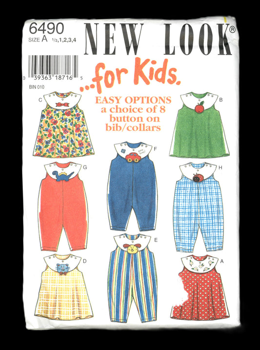 New look 6490 Infants Toddlers Dress and Jumpsuit Sewing Pattern - UNCUT - Size 1/2 1 2 3 4