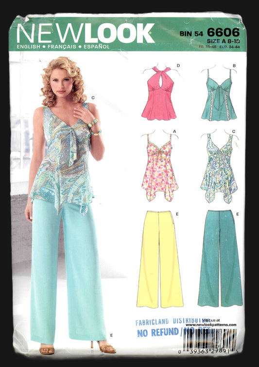 New Look 6606 Misses Top and Pants Sewing Pattern UNCUT - Size 8 - 18