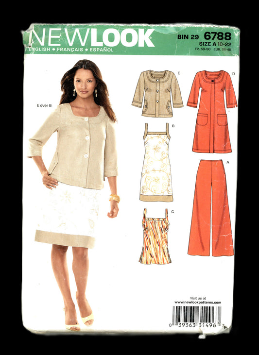 New Look 6788 Misses Jacket Top Dress and Pants Sewing Pattern  - UNCUT - Size 10 - 22