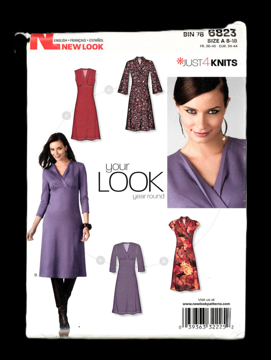 New Look 6823 Misses Dress Sewing Pattern - UNCUT - Size 8 - 18