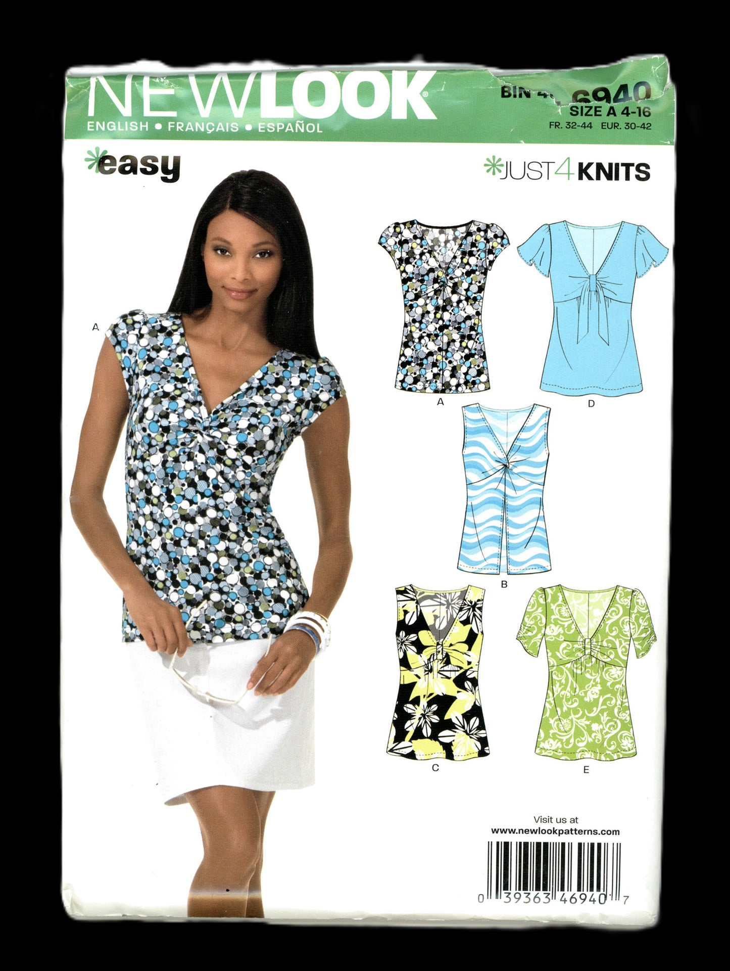 New Look 6940 Misses Knit Tops Sewing Pattern UNCUT - Size 4 - 16
