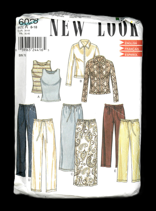 New Look 6028 Misses Jacket Top Pants and Skirt Sewing Pattern  - UNCUT - Size 8 - 18