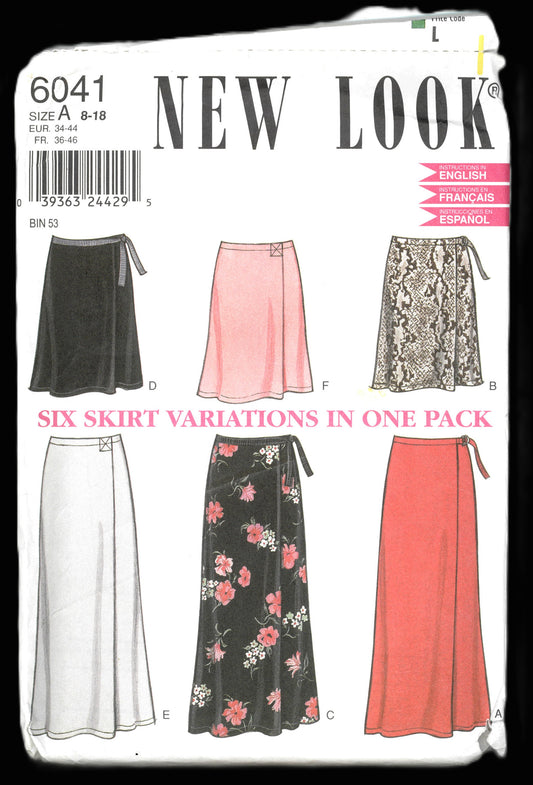 New Look 6041 Misses Faux Wrap Skirt Sewing Pattern - UNCUT - Size 8 - 18
