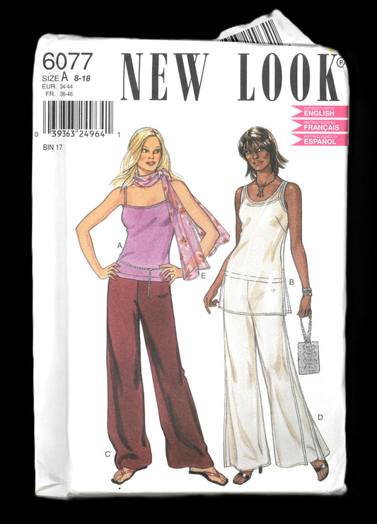 New Look 6077  Misses Top and Pants Sewing Pattern UNCUT - Size 8 - 18