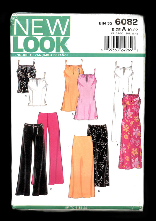 New Look 6082 Misses Dress Top Pants and Skirt Sewing Pattern  - UNCUT - Size 10 - 22