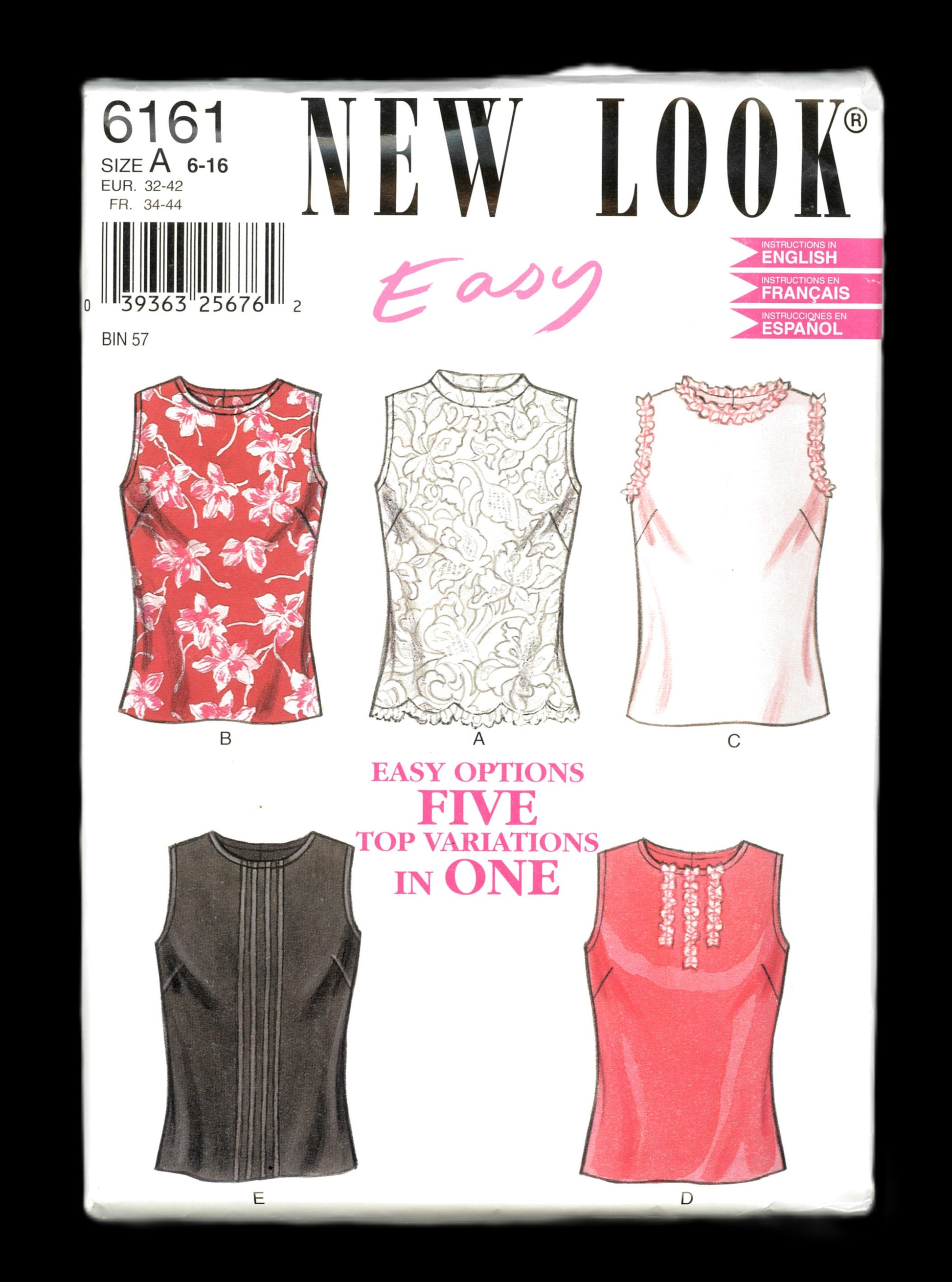 New Look 6161  Misses Tops Sewing Pattern - UNCUT - Size 6 - 16