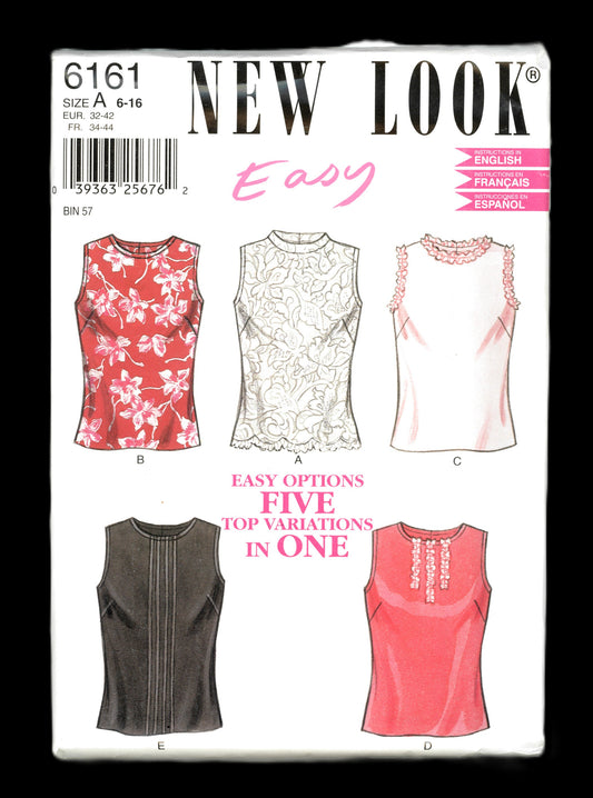 New Look 6161  Misses Tops Sewing Pattern - UNCUT - Size 6 - 16